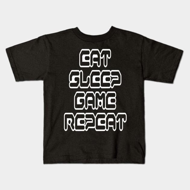 Eat, Sleep, Game, Repeat Kids T-Shirt by Vitalitee